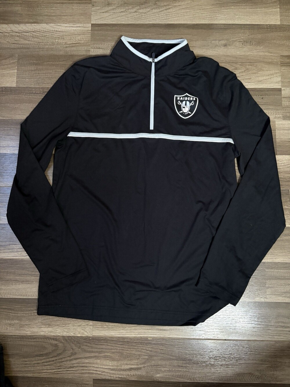 NFL Team Apparel Las Vegas Raiders Quarter-Zip Pullover Size Mens  L Black